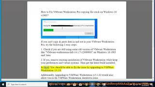 Fix VMware Workstation Pro copying file stuck on Windows 10 1903