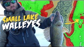 How to Catch Walleyes Ice Fishing SMALL LAKE!