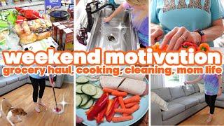 SUMMER WEEKEND MOTIVATION / GROCERY HAUL + MEAL PLAN, COOKING, CLEANING, TEEN BOYS HAUL, MOM LIFE