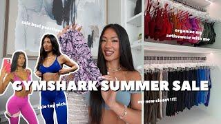 GYMSHARK SALE TEA ️ | organize my closet with me, top picks, try on, tips + tricks