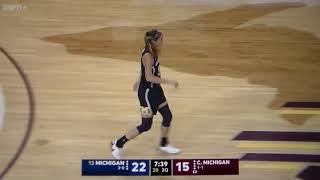 Michigan women's b-ball's Emily Kiser hits a 3 pointer vs. Central Michigan