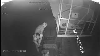 Thieves caught on camera stealing truck tyres