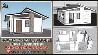 HOW TO CREATE BASIC 3D HOUSE DESIGN IN SKETCHUP / SKETCHUP TUTORIAL / SIMPLE HOUSE 3D