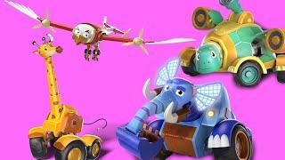 Animacars - BEST OF TRUCK & ANIMALS  CARTOON ! - crocodile, turtle, eagle elephant giraffe excavator