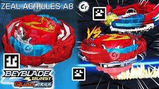 ZEAL ACHILLES A8 vs GLITCHED XCALIUS X8 GAMEPLAY + OLD ACHILLES QR CODES BEYBLADE BURST QUAD STRIKE