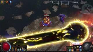 [Path of Exile 3.0] HSC 4x Flameblast Totems Chieftain vs Shaper. 1 Death. No Conc Effect.