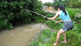 Amazing Fishing | Girl Fishing with Hook |Best Hook Fishing