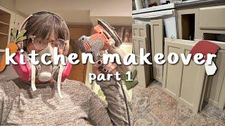 KITCHEN MAKEOVER PART 1! Repainting my cabinets