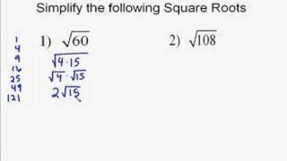 A19.1 Simplifying Square Roots