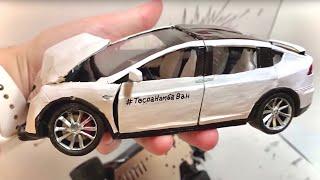 Unbelievable crash test Tesla Model S Full Destroyed scale car