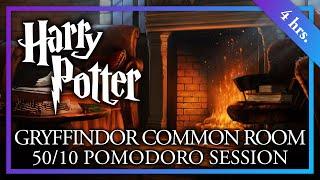 STUDY in the GRYFFINDOR COMMON ROOM - 50/10 Long Hogwarts Pomodoro Session - Harry Potter ASMR