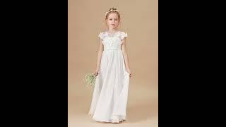 CICINIA Flower Girl | Cute A-line Lace Chiffon Flower Girl Dress #dress #wedding