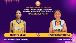 Mounts Club vs Mysore District A | U18 State Basketball Championship | Final League | Live
