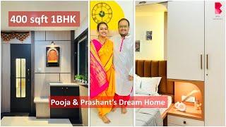 1BHK Home Interiors | Compact Bedroom Interiors | Mumbai 400sqft Home Interior