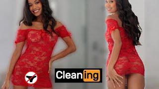 No Bra Transparent Cleaning [4K]  | Pure beauty with Putri Cinta 