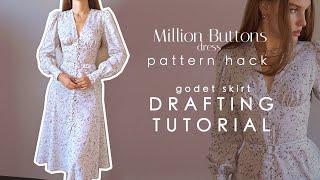 Buttoned Dress With a Godet Skirt | Drafting Tutorial and Pattern Hack + Pattern Download