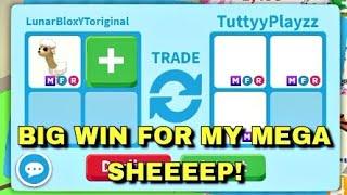 BIG WIN! FOR MY MEGA SHEEEEEP! + GOT A MEGA BINTURONG!? ADOPT ME TRADING #adoptmetrades #youtube