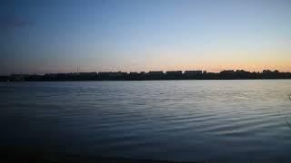 Sunset view on the shores of lake Tabacariei in the city port of Constanta | Romania | Black Sea