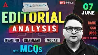 The Hindu Editorial Analysis | 7 June 2025 | Reading, Grammar, Vocab, MCQs | The Hindu Analysis