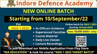 NDA new ONLINE Batch starting 10/09/22 | Great discount | Indore Defence Academy for NDA CDS SSB