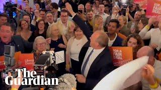 Ed Davey sings Sweet Caroline as Lib Dems celebrate historic election