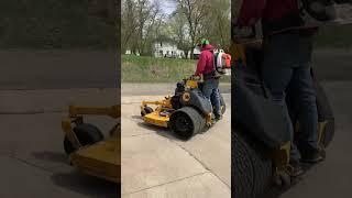 Cutting one of our commercial properties with the Wright Stander zk 72 inch mower with dully tweels