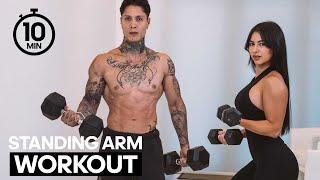 10 Min Standing Arms Workout | No Repeat With Dumbbells