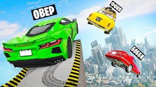 КТО ДАЛЬШЕ ПРЫГНЕТ ЧЕЛЛЕНДЖ! ПРЫЖКИ ЧЕРЕЗ ГОРОД В BeamNG.drive