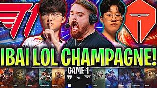 IBAI CASTEA EL LOL CHAMPAGNE DE FAKER Y T1! - T1 vs TES Game 1 WORLDS CUARTOS DE FINAL 2024 ESPAÑOL