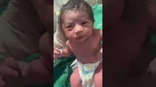 First time baby trying to open the eyes #adorably #newbornbaby #baby #newborn #viralvideo