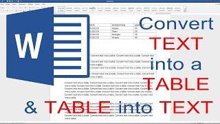 how to convert text to table in word