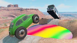 Cars Vs Giant Rainbow volcano – BeamNG.Drive