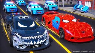 Evil Venom Car's Rampage: Spiderman Car & Police Cars Battle for City Defense | Episode 1 Hero Cars