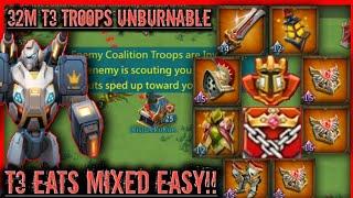 lords mobile : T3 RALLY TRAP 32M TROOPS EATS IMPOSSIBLE MIXED RALLIES!! 2000% NO PROBLEM. NEW COMP!