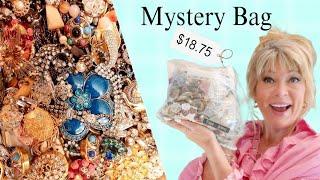 Mystery Bag Unbagging Rhinestones Brooches Vintage Relaxing