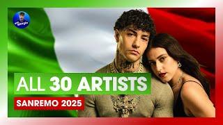  Sanremo 2025: All 30 Artists / Tutti i 30 Cantanti