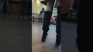 Candid Leather and Suede overknee boots in cafe