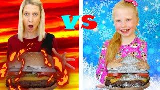 Hot vs Cold food challenge || Adriana and Markus Adventure