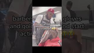 Barbers get black gloves and gold clippers and start acting different #trending #viralvideo