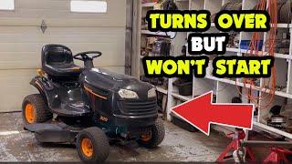 Riding Lawn Mower Turns Over But Won't Start Up EASY FIX (Poulan Pro 300 EX Series)