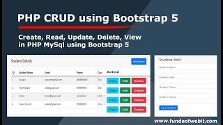 PHP CRUD | Create, Read, Update, Delete, View using PHP MySql using Bootstrap 5 | PHP CRUD in 2022