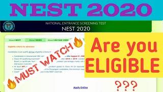 NEST 2020-Eligibility Criteria for admission