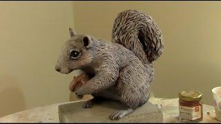 Epoxy Clay Squirrel Sculpture, Painted