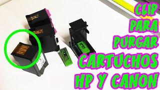 Como usar el clip para purgar (sacar aire) para cartuchos de tinta HP y CANON