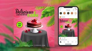 Social Media Poster Design | Cake Poster Design | Photoshop Tutorial