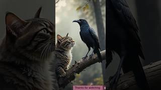 A beautiful story of a cat and a crow!! #viralvideo #trending #aivideo #animals