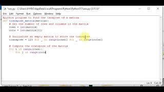 python program to find the transpose of matrix