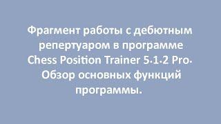 Фрагмент работы с дебютным репертуаром в программе Chess Position Trainer.