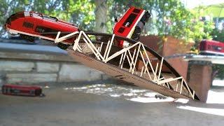 Lego train collision on an Arch Bridge