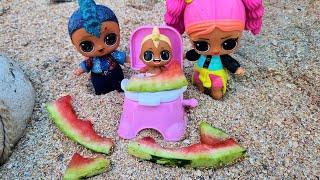 I ATE THE WHOLE WATERMELON ON THE POT AND WANTED TO Family Vicky Punks at sea dolls LOL cartoons